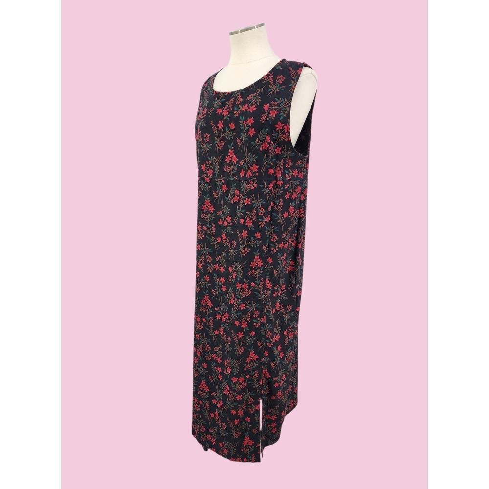 Vintage‎ Jumper Overall Dress Maxi Dark Floral Cottagecore Prairie Womens Large